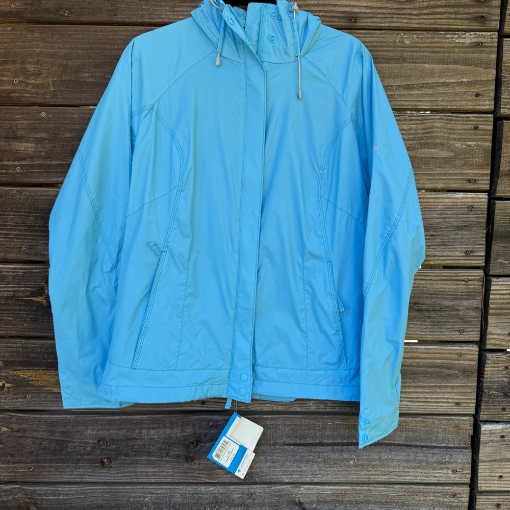 NWT Columbia Explore Forever More Hooded Jacket Mesh Lining Women's L Aqua